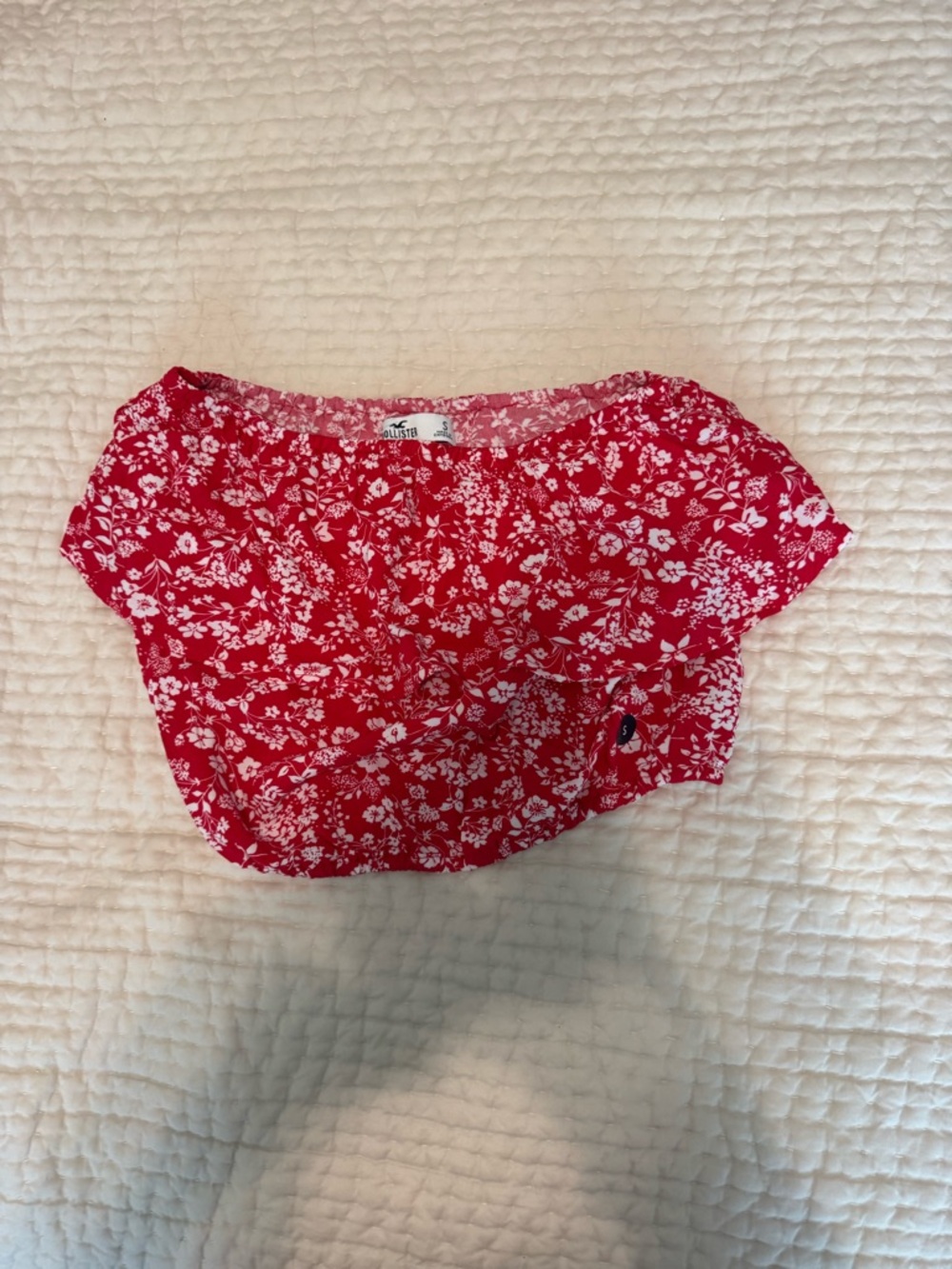 NWOT Hollister Red Floral Crop Top